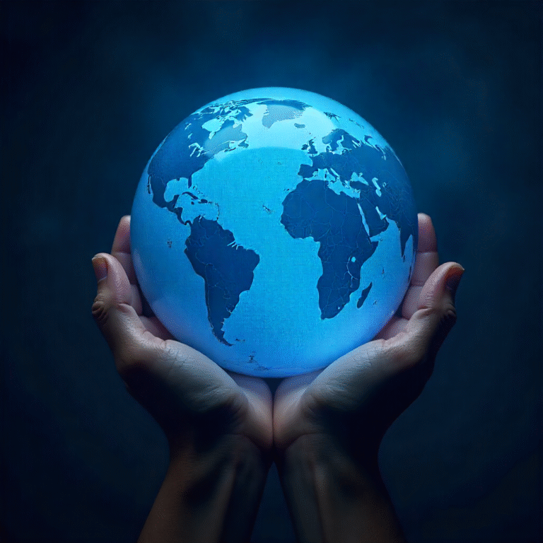 Globus der in Händen gehalten wird